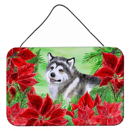 Carolines Treasures Alaskan Malamute Poinsettas Wall or Door Hanging Print CK1287DS812